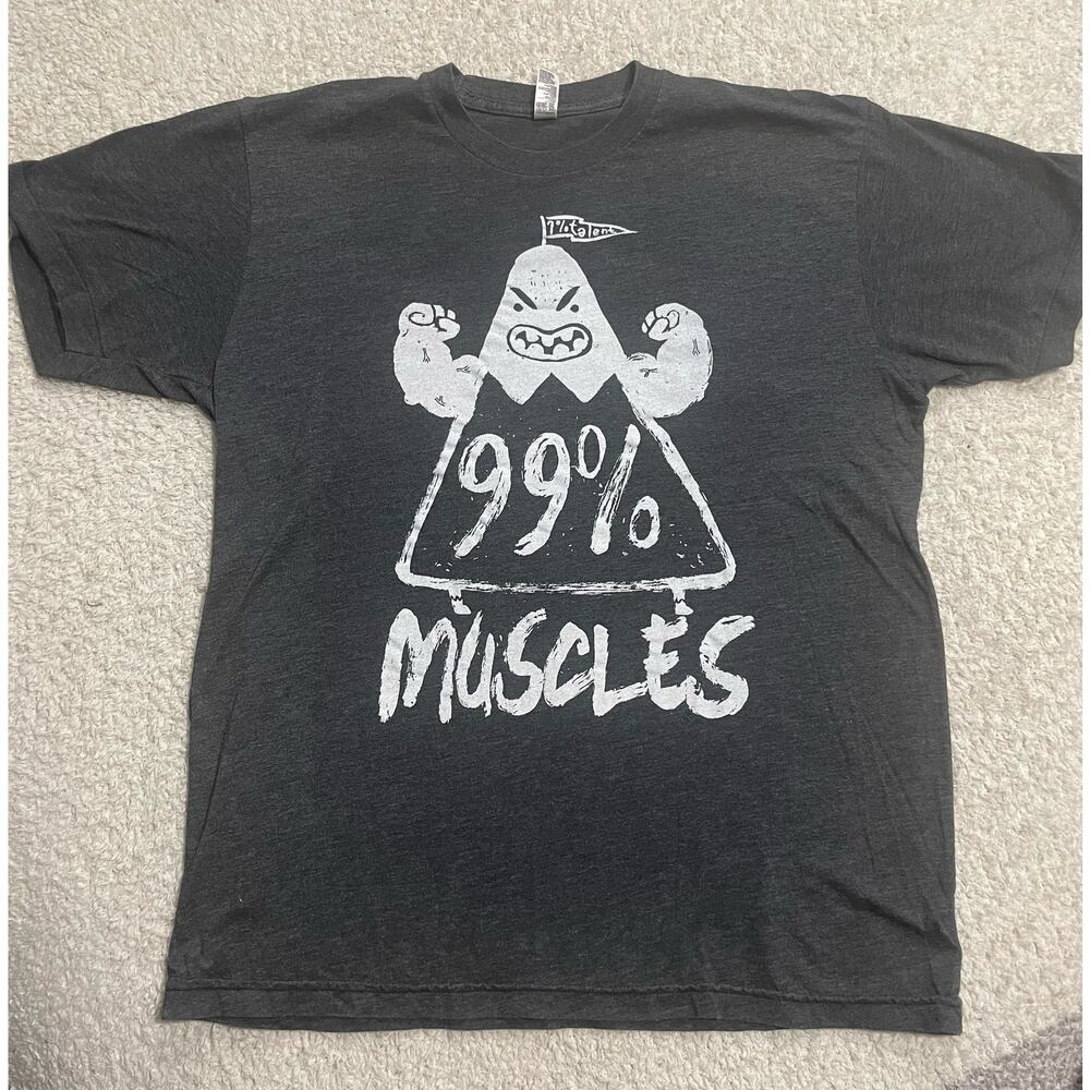 American Apparel Unisex Size M 1% Talent 99% Muscles Short Sleeve T-Shirt Black